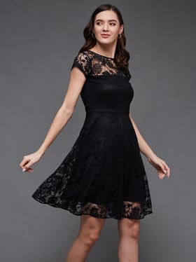 Semi Formal Cocktail Black Formal Knee Length Dresses Long Sleeve Dress  Formal Mid Length Skater Dress Formal Dresses Knee Length Black Skater  Dress With