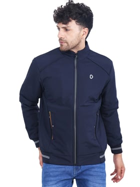 Dollar Navy Regular Fit High Neck Jacket
