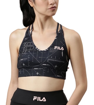 Buy Fila Black Geometric Print Sports Bra for Women Online @ Tata CLiQ  Luxury