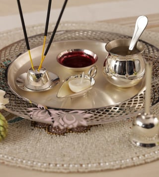 Online Shopping for Pooja items, silver / brass puja thali sets