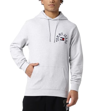 Buy Tommy Hilfiger Silver Grey Heather Logo Regular Fit Hoodie for