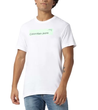 Buy Calvin Klein Jeans Bright White Regular Fit T-Shirts for Men Online @  Tata CLiQ Luxury