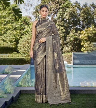 Buy Grey Simar Silk Woven Designer Classic Saree for Women Online @ Tata  CLiQ Luxury