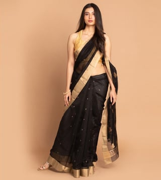 Buy Black Sarees for Women by Indethnic Online