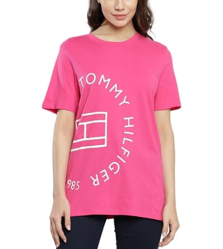 Tommy Hilfiger Bright Cerise Pink Logo Regular Fit T-Shirt