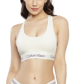 Buy Calvin Klein Underwear White Logo Regular Fit Bra for Women Online @  Tata CLiQ Luxury