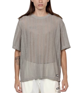 Pleasures X Capsul Grey Impact Mesh Self Regular Fit T-Shirt