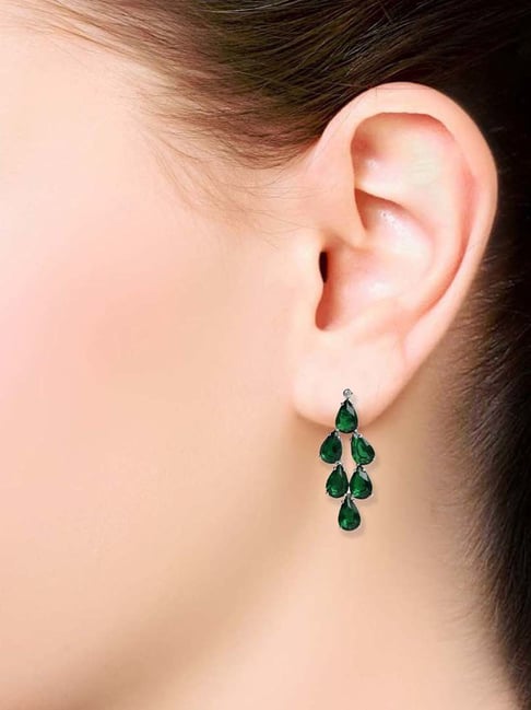 Material Good | Colombian Emerald & Hexagon Diamond Drop Earrings