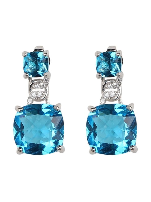 Natural Aquamarine Stud Earrings 1/8 ct tw Diamonds 10K White Gold | Jared