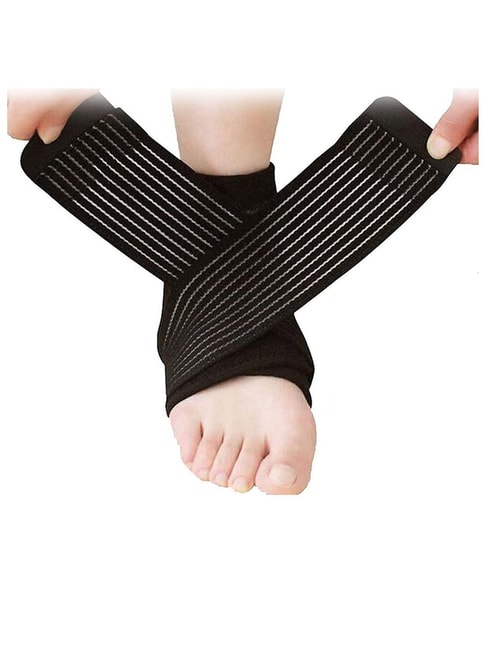B Fit Adjustable Breathable Ankle Brace with Wrap Support (Black)