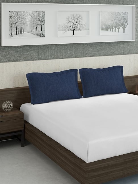DDECOR Live Beautiful Navy Cotton 210 TC Pillow Covers - Set of 2