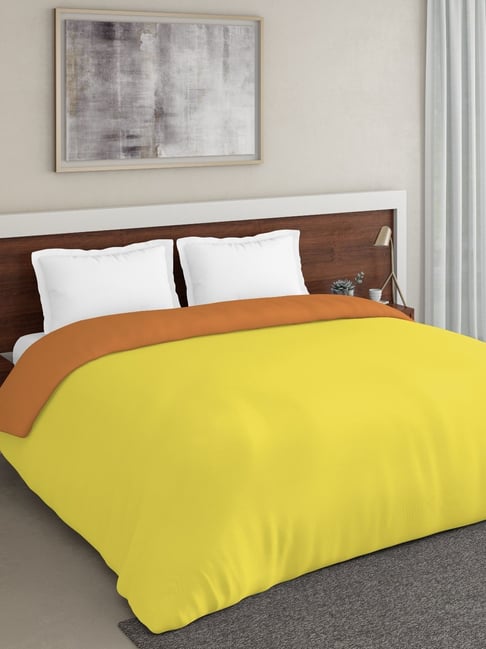 DDECOR Live Beautiful Yellow & Brown Cotton 180 TC Double Comforter - Set of 1