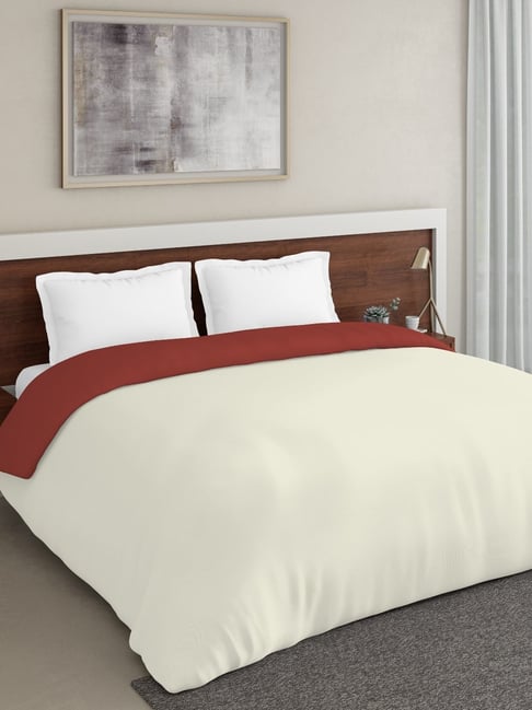 DDECOR Live Beautiful White & Brown Cotton 180 TC Double Comforter - Set of 1-picture-28