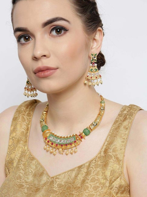 Buy Priyaasi Rose Gold Necklace & Earring Set Online At Best Price @ Tata  CLiQ