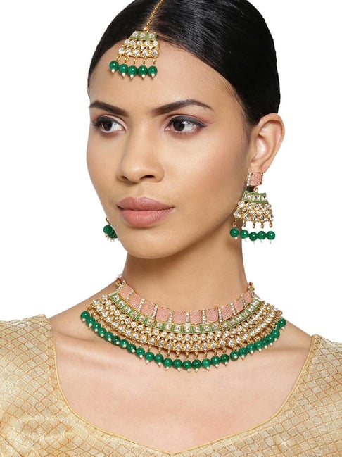 Buy Priyaasi Rose Gold Necklace & Earring Set Online At Best Price @ Tata  CLiQ