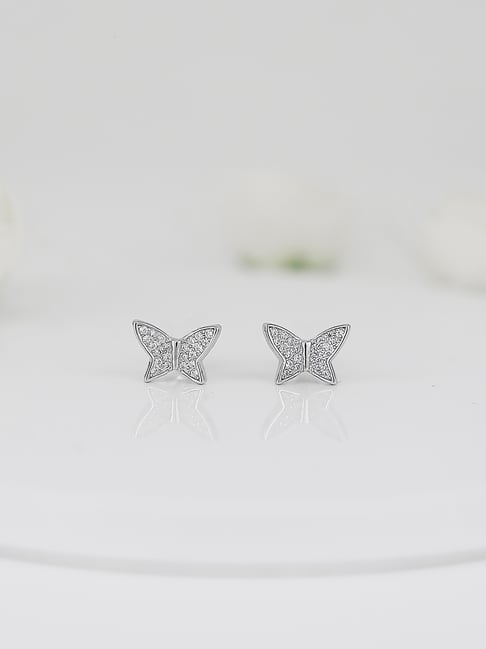 Portraits of Nature butterfly earrings in white gold | De Beers GR