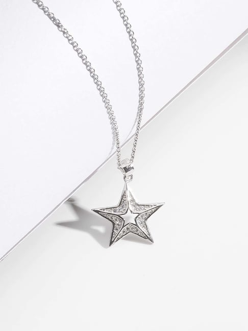 0.17ctw diamond shooting star necklace 14k white gold - Quinn's Goldsmith
