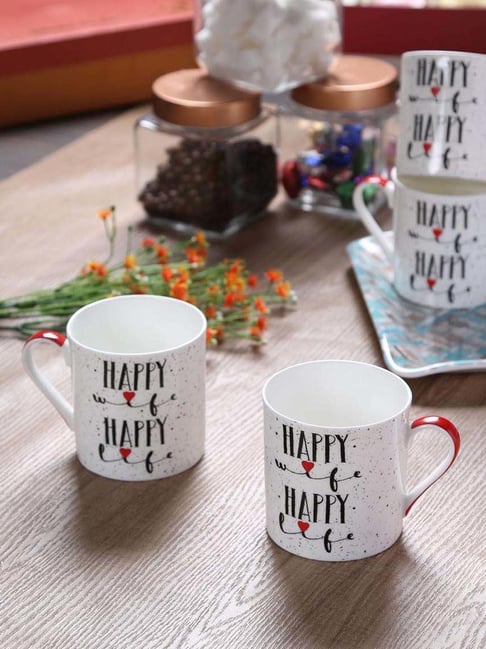 Goodhomes White Bone China Coffee Mugs (350 ml) - Set of 4-picture-41