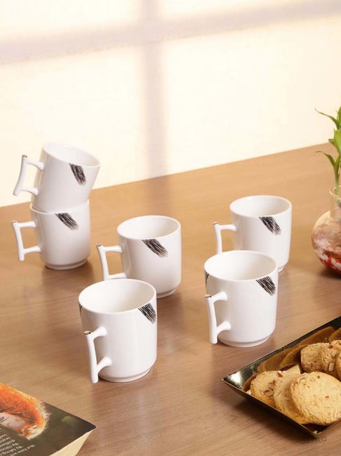Goodhomes White Porcelain Coffee Mugs (160 ml) - Set of 6-picture-10