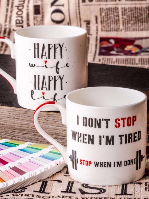 Goodhomes White Bone China Coffee Mugs (350 ml) - Set of 2-picture-19