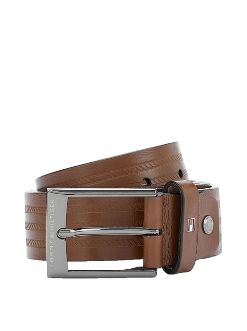 Tommy Hilfiger Caiman Brown Leather Waist Belt for Men