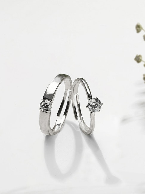 Buy Clara 92.5 Sterling Silver Franco Adjustable Couple Rings Online At  Best Price @ Tata CLiQ