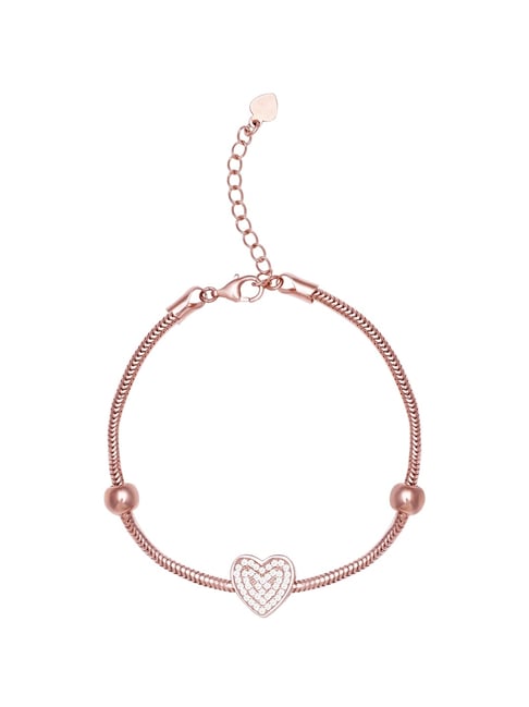 GIVA 925 Sterling Silver Rose Gold Supple Heart Bracelet | Bracelet for Women & Girls | With Certificate of Authenticity and 925 Stamp | 6 Month