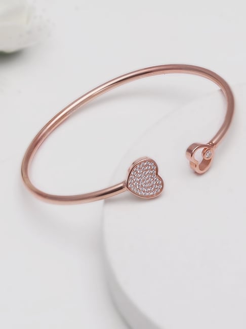 GIVA 92.5 Sterling Silver Rose Gold Dual Heart Bracelet for Women-picture-25