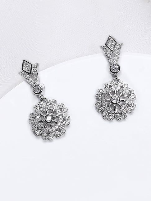 14k Rose Gold Diamond Flower Earrings