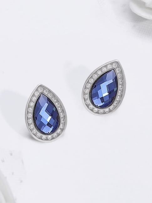 Genuine Blue Sapphire Gemstone Earrings For Women in 14k Pure Gold