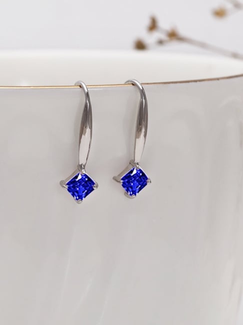 Buy GIVA Sterling Silver Blue Square Earrings for Women