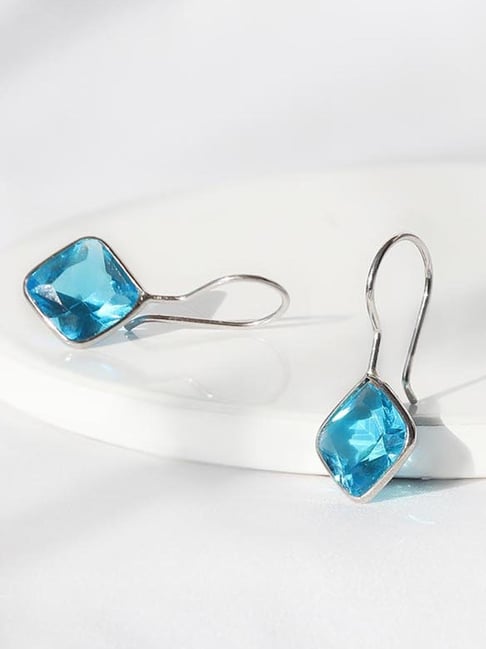 LARGE ULTRA RARE Aqua Blue English Sea Glass Earrings In Gold