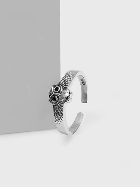 AVNI by GIVA Sterling Silver Owl Unisex Ring