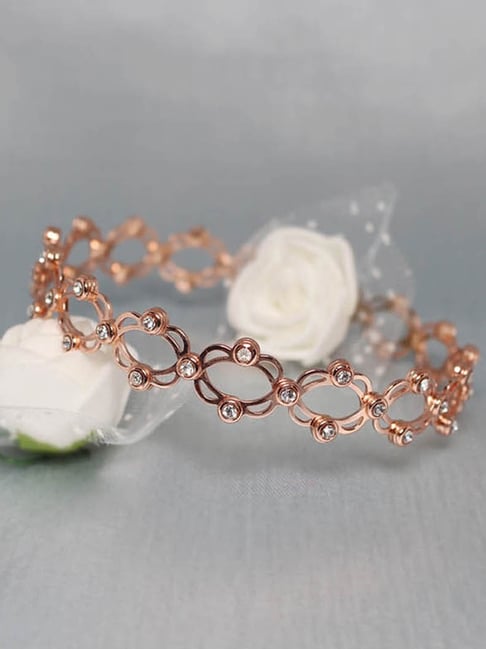 Buy Fida Wedding Luxurious Rose Gold-Plated Peacock American Diamond Women  Kada Bracelet online