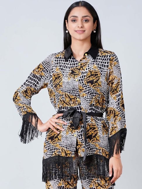 First Resort By Ramola Bachchan Yellow Baroque Animal Print Shirt-picture-28