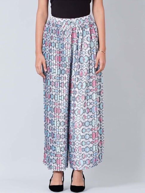 First Resort By Ramola Bachchan Blue Geometric Pleated Palazzo-picture-31