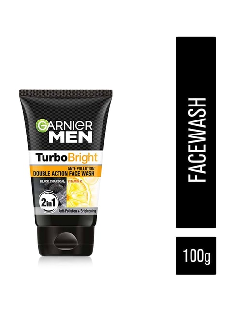 Garnier Men Turbo Bright Anti-Pollution Double Action Face Wash - 100 gm