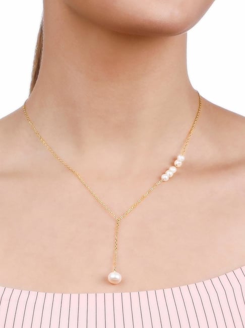 Hammered Ring And Pearl Drop Pendant Necklace - A New Day™ Gold : Target