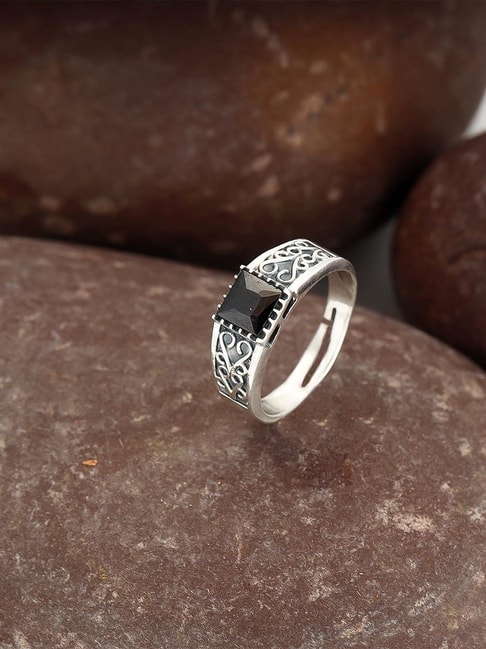 Silver Men's Ring with Onyx Stone