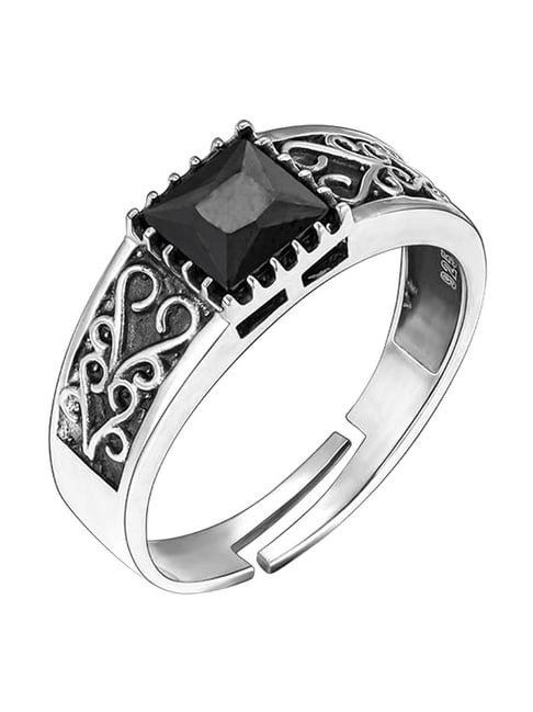 Buy Black Onyx Silver Ring, Black Stone Ring, Sterling Silver Signet Ring,  Black Rectangular Ring, Boho Silver Ring, Statement Ring for Women Online  in India - Etsy