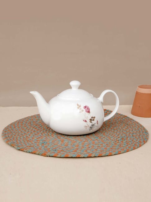 Clay Craft 'Fine' White Ceramic Tea Kettle (1.1 L)-picture-42