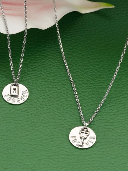Silver Skull Key Lock Couple Necklace Set Matching Necklace - Etsy | White  diamond necklace, Diamond cross necklace gold, Diamond cross pendants