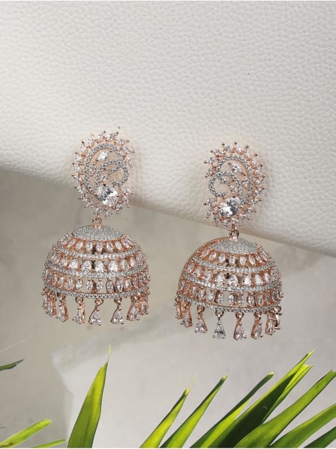 Golden Hoop Jhumka Earrings With Pearls – Sadaf's Collection