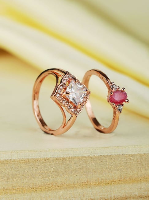 Rose Gold Oval Cut Rose Quartz Ring Vintage Engagement Rings Set -  LisaJewelryUS