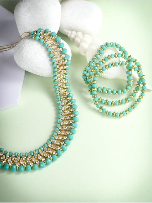 Buy Toniq Classic Gold-Plated Necklace, Earring & Bracelet Set Online At  Best Price @ Tata CLiQ