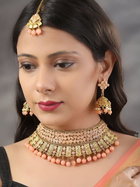 Orange Crystal Ganthan Mala - Shri Krishna Pearls