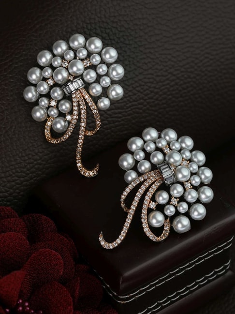 Buy Designer Stylish Big Leaf Rhinestone Dangle Earrings-Silver for Women  Online in India