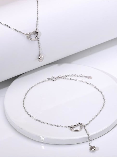 GIVA 92.5 Sterling Silver Heart Melting Anklet (Single Anklet) for Women