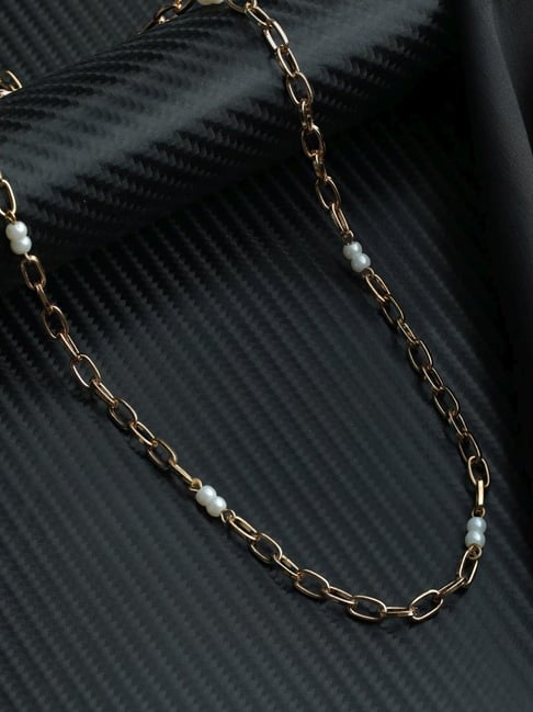 Priyaasi Pearl White Rose Gold Casual Necklace