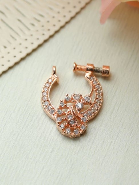 Fashion Copper Nose Ring Inlaid Shiny Zircon Nose Piercing - Temu